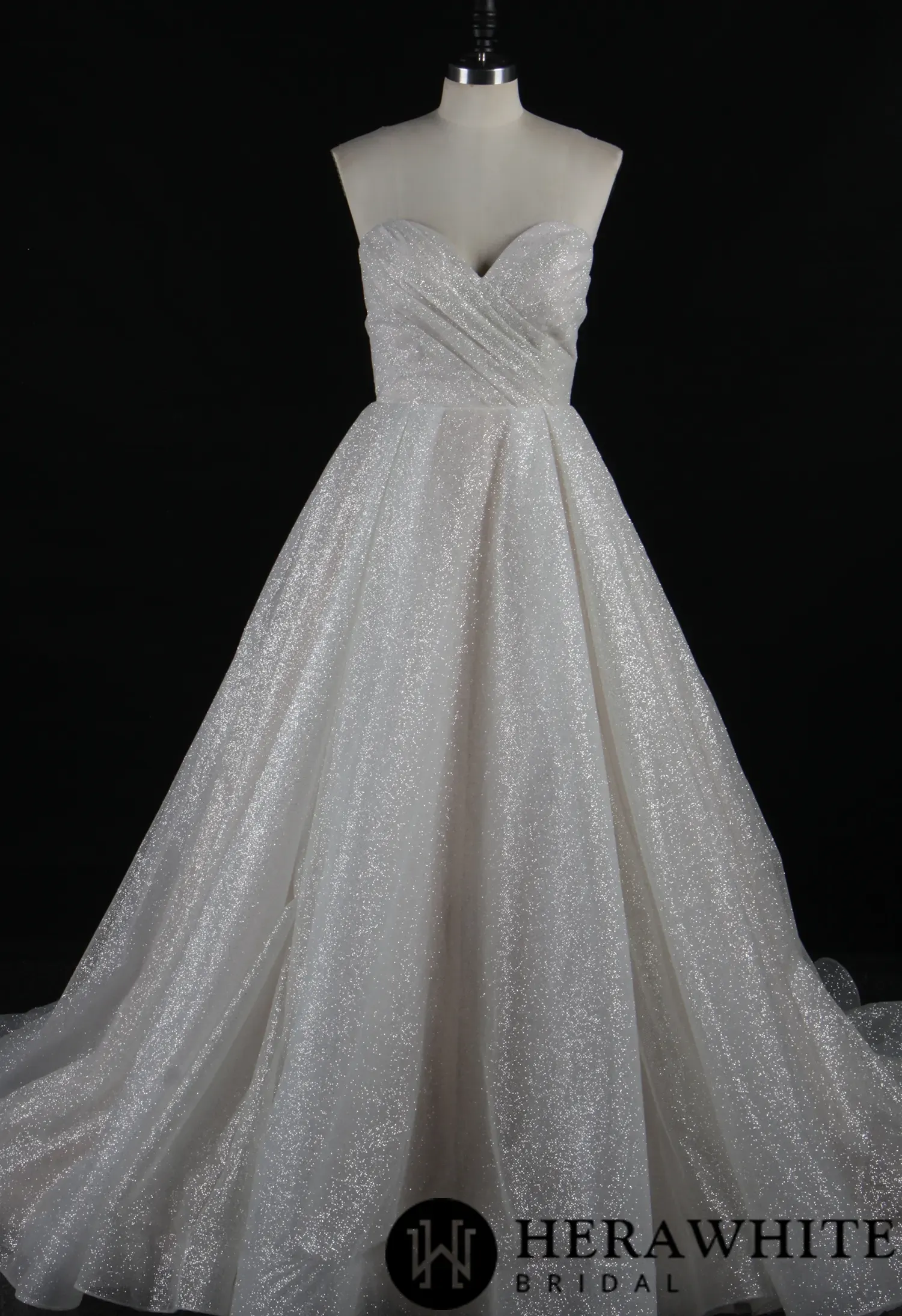 Glitter Strapless Sweetheart Pleated Wedding Dress