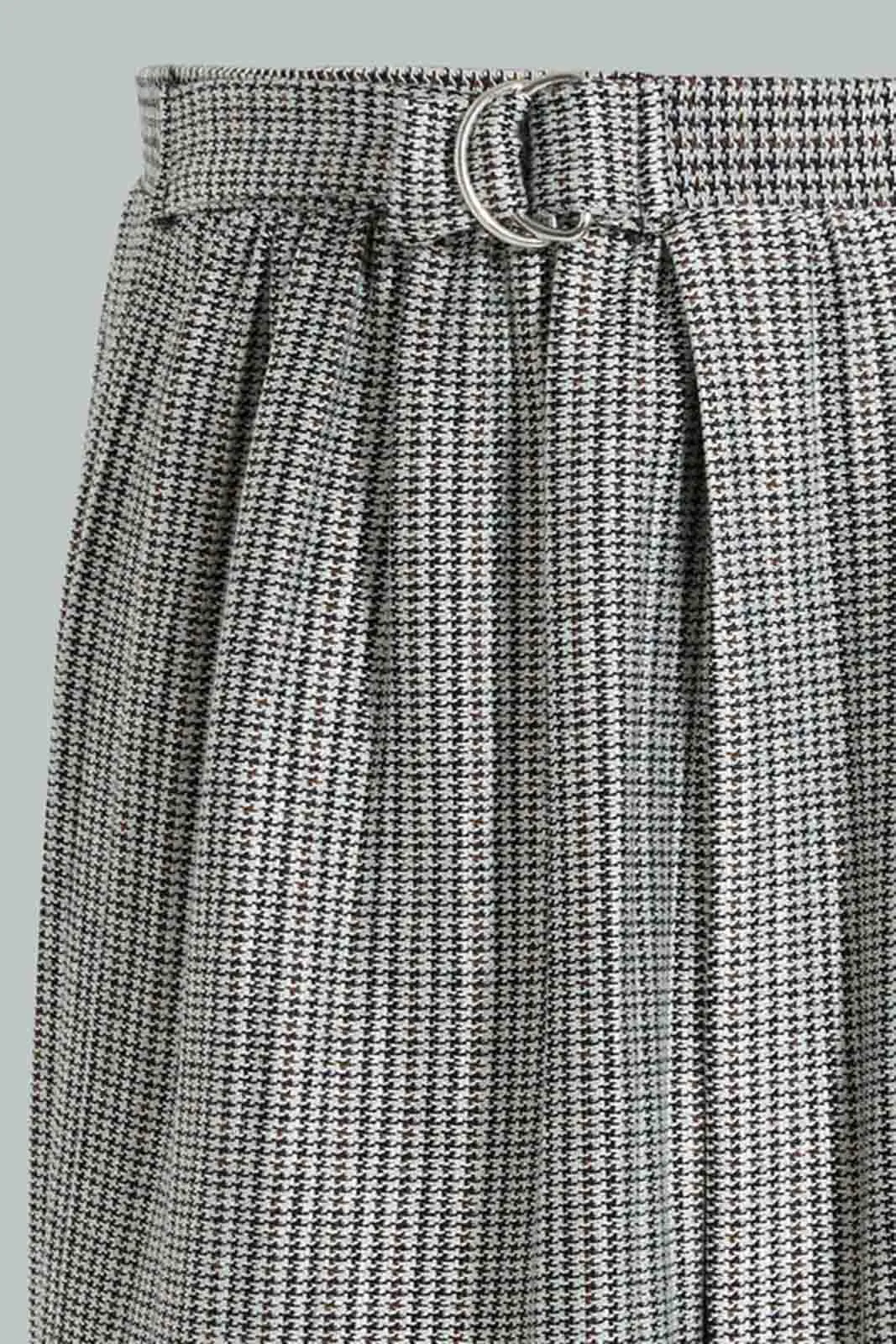 Grey And Black Tweed Pleated Skirt