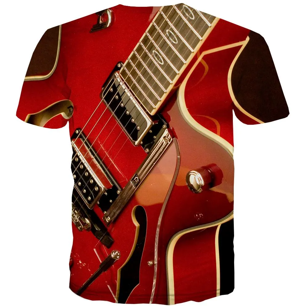 Guitar T-shirt Men Music T-shirts 3d Wooden Shirt Print Metal Tshirts Novelty