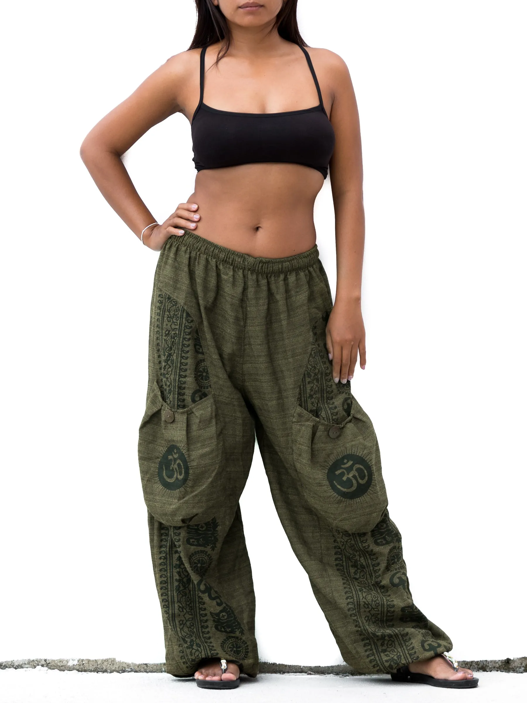 Harem Pants Om Front Pocket Olive