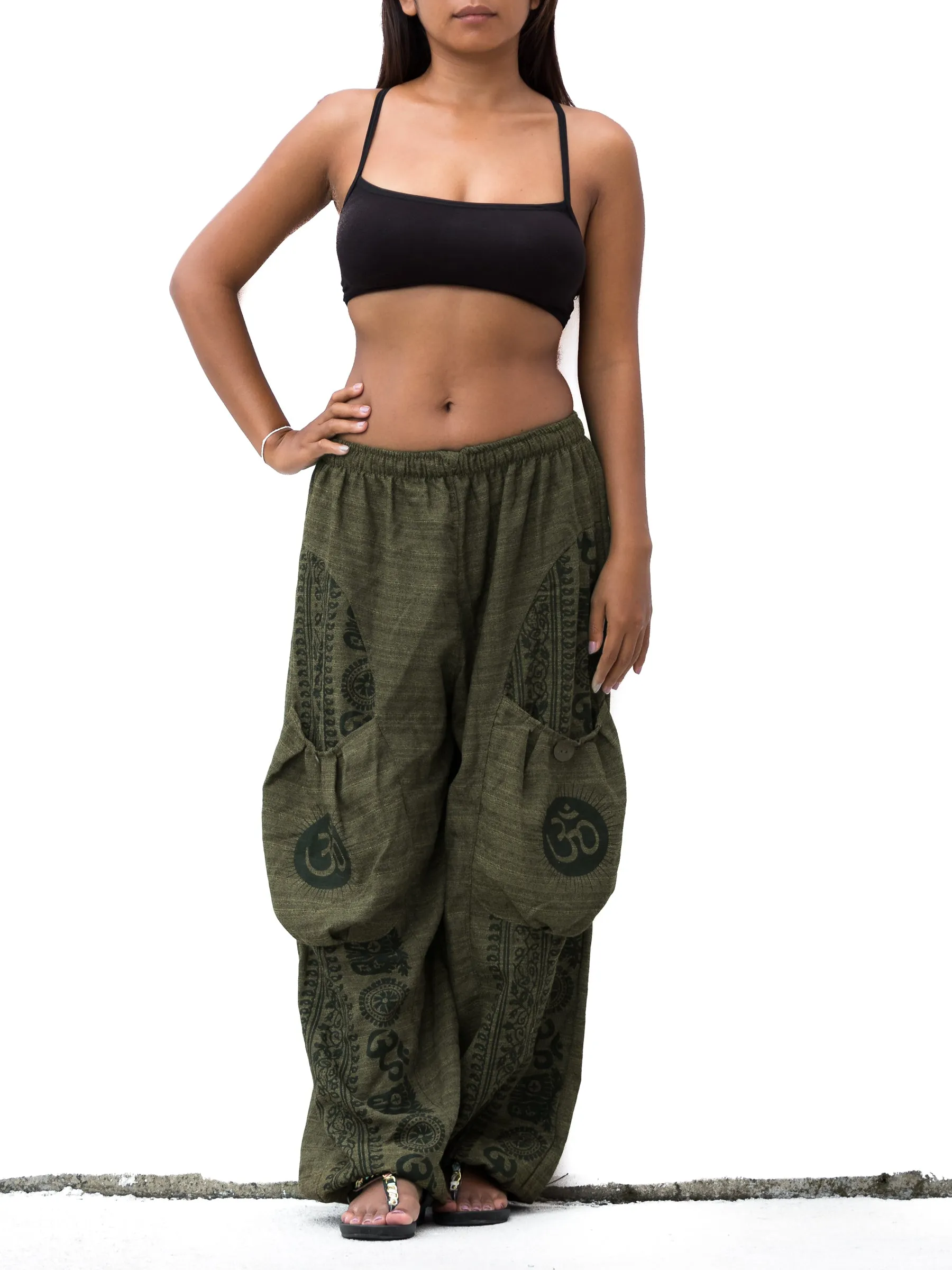 Harem Pants Om Front Pocket Olive