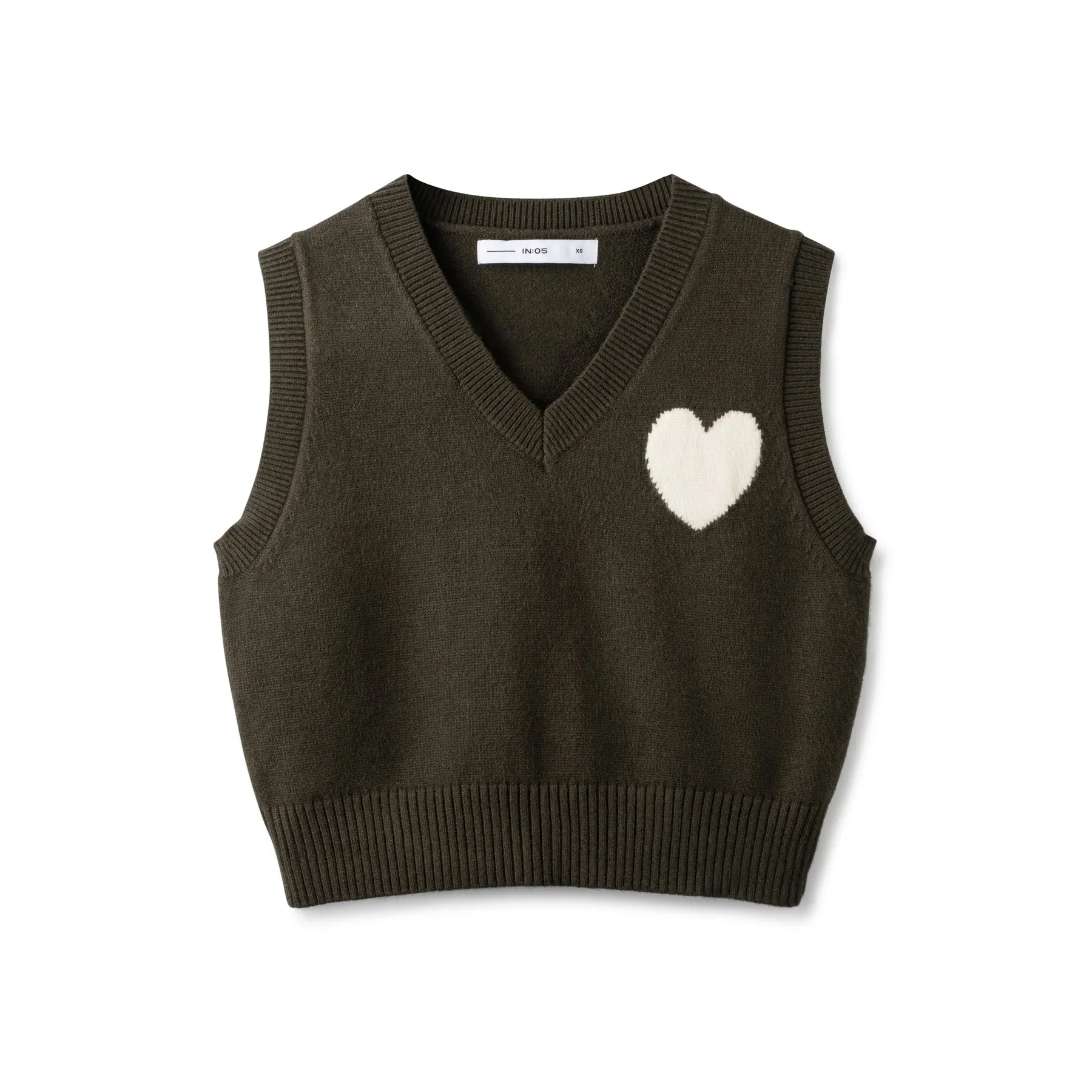 Heart Knit Vest In: Olive