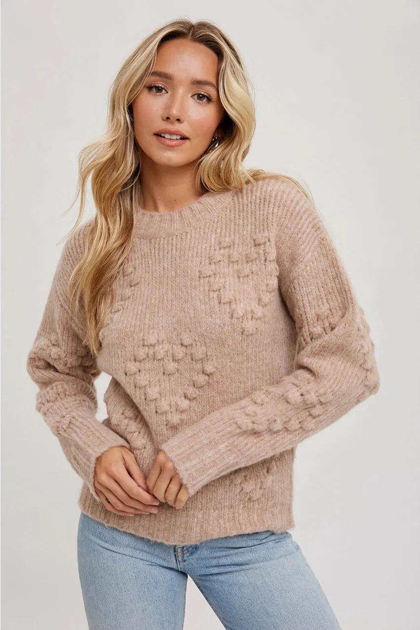 Heart Shape Pom Pom Sweater Pullover