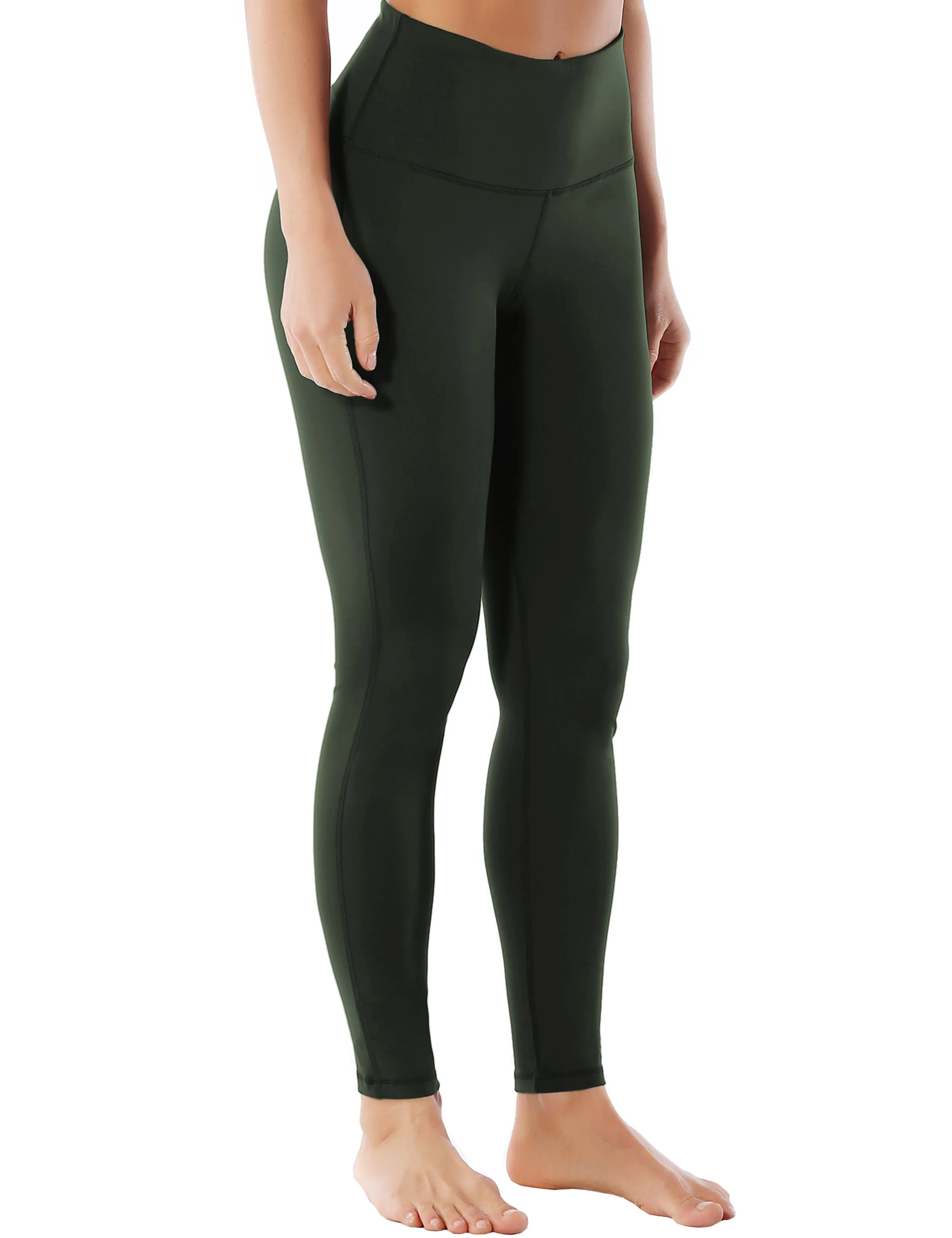 High Waist Side Line Yoga Pants olivegray_yoga