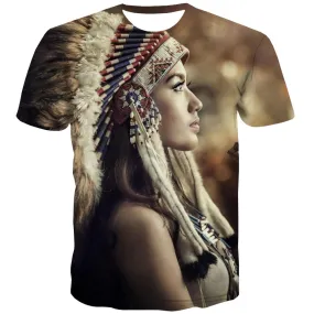 Indians T-shirt Men Grassland T-shirts 3d Sunset Tshirts Cool War Tshirts Novelty