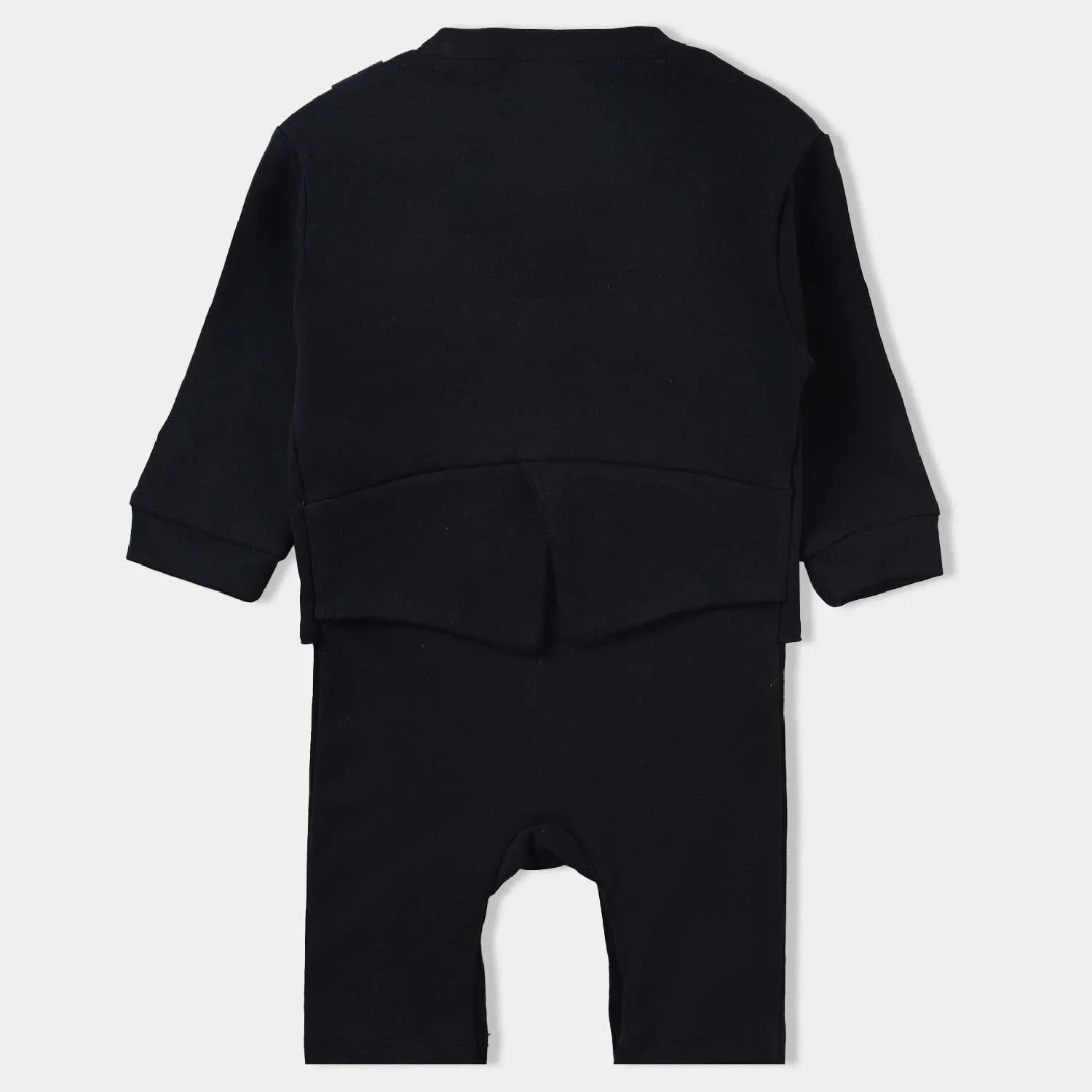 Infant Boys Cotton Interlock Knitted Romper Black Suit-Jet Black