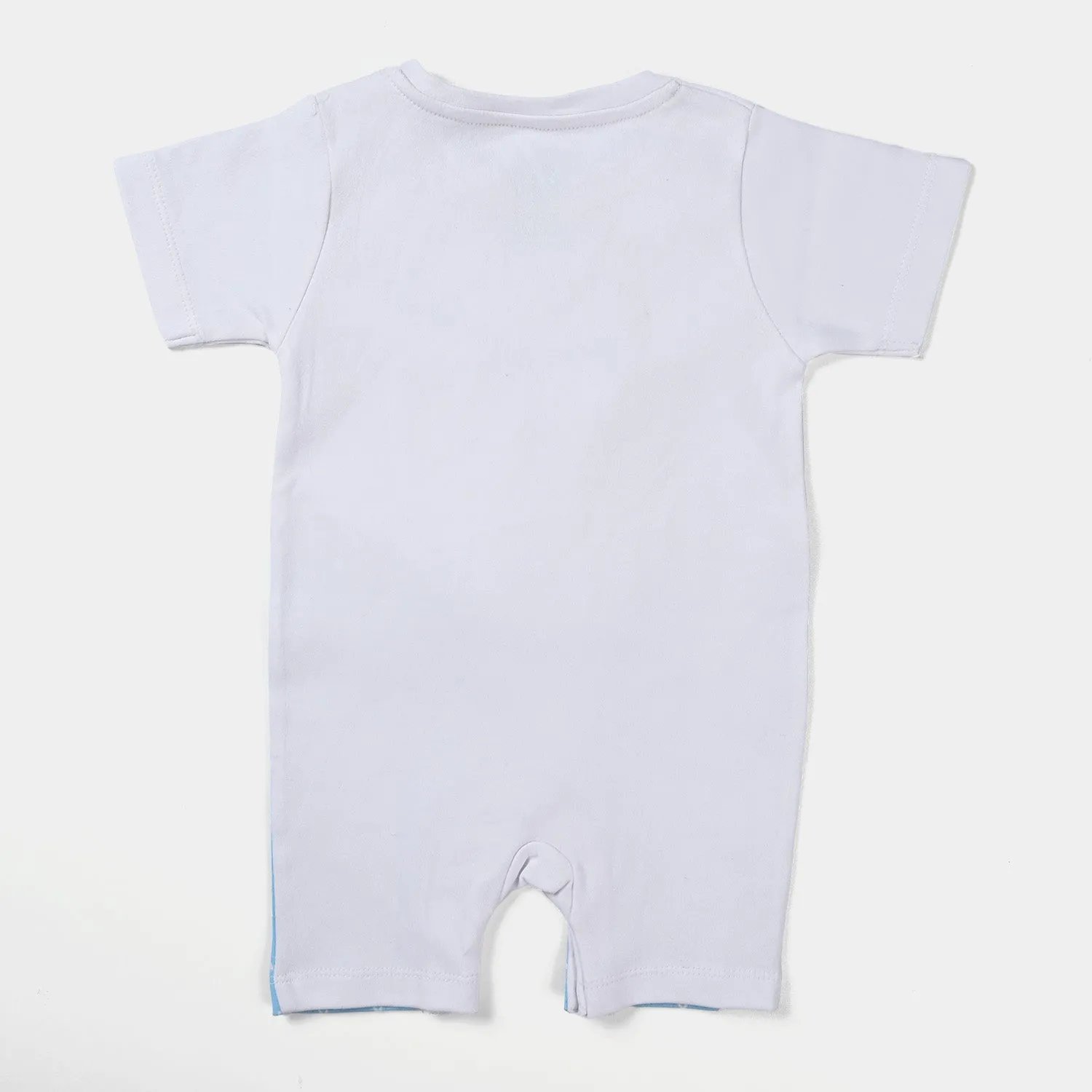 Infant Boys Cotton Interlock Knitted Romper Crab-White