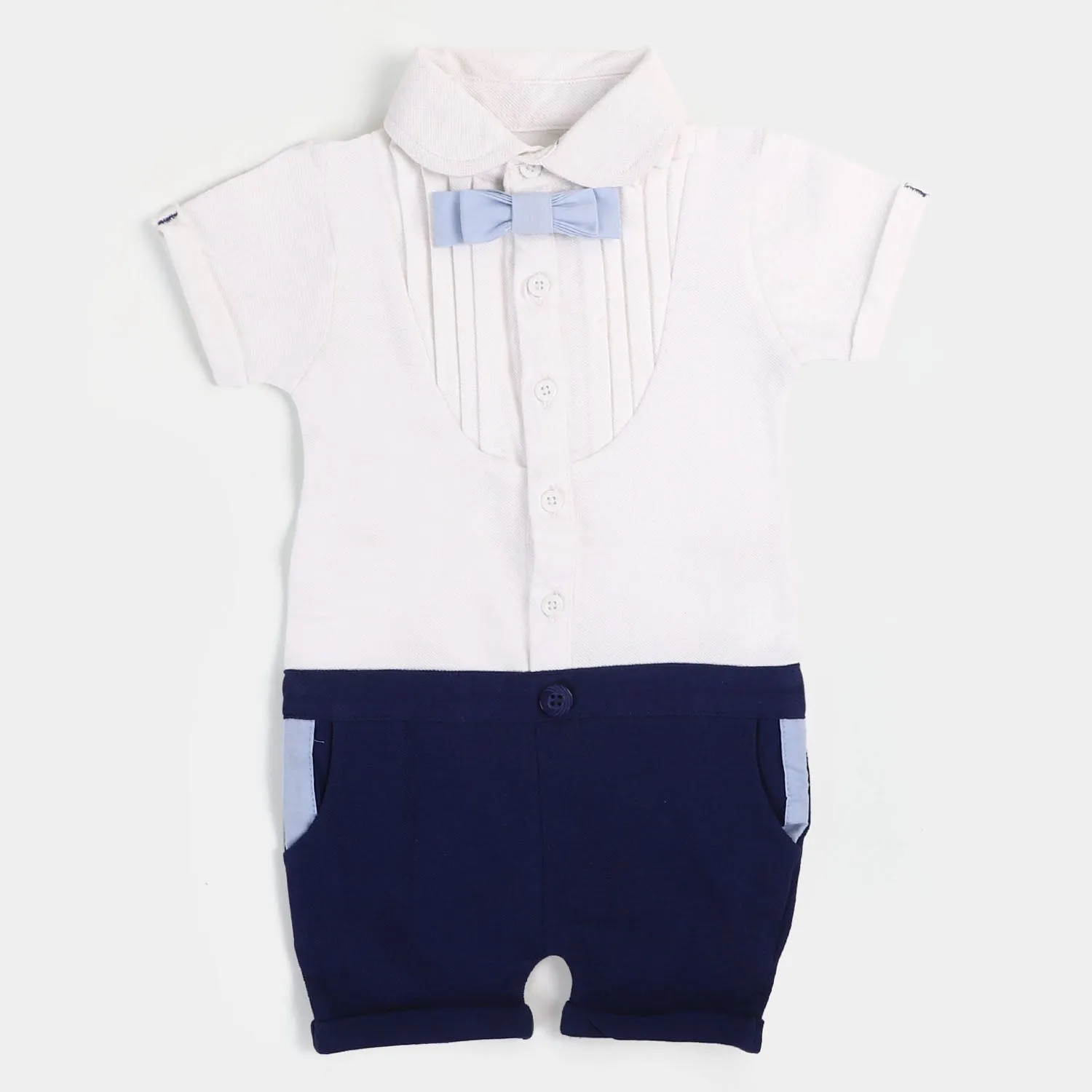 Infant Boys Knitted Romper Formal-White