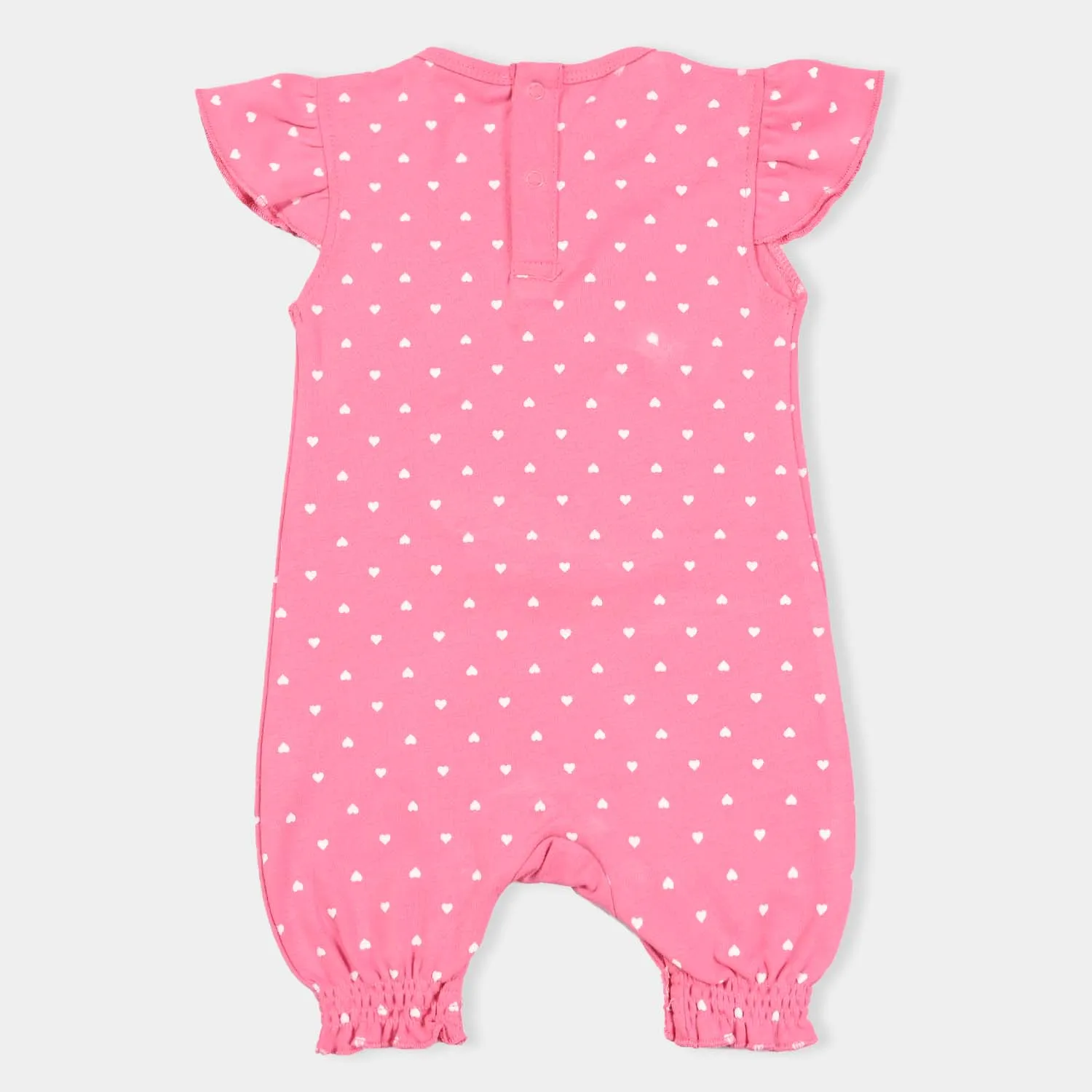 Infant Girls Cotton Interlock Knitted Romper -Pink