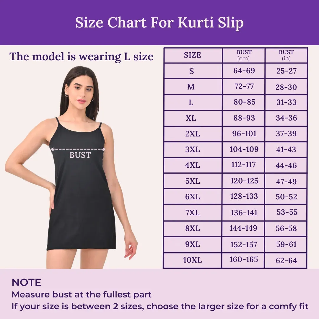 Inner Slip For Kurtis & Kurtas | Adjustable Straps | Front Round Neckline | Side Slits For Easy Movement | Pack Of 2