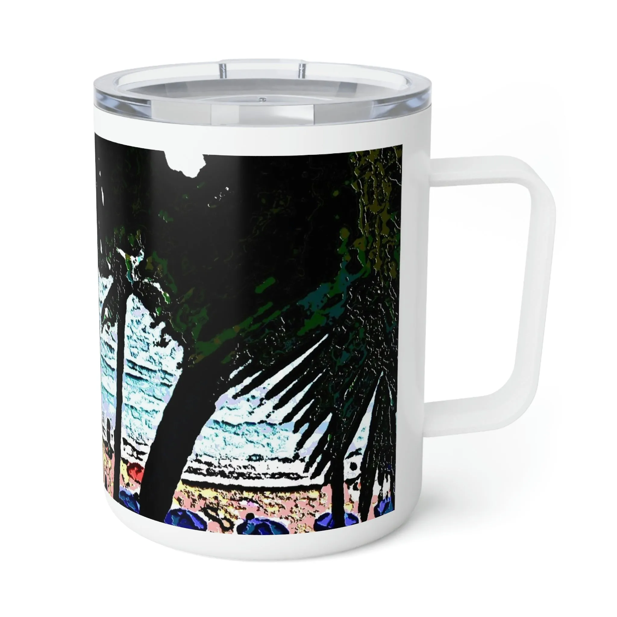 Insulated Coffee Mug, 10oz ... "A Beautiful Beach Amongst The Palms" ... The Outrigger Waikiki, Honolulu, Oahu ... Original Works ...