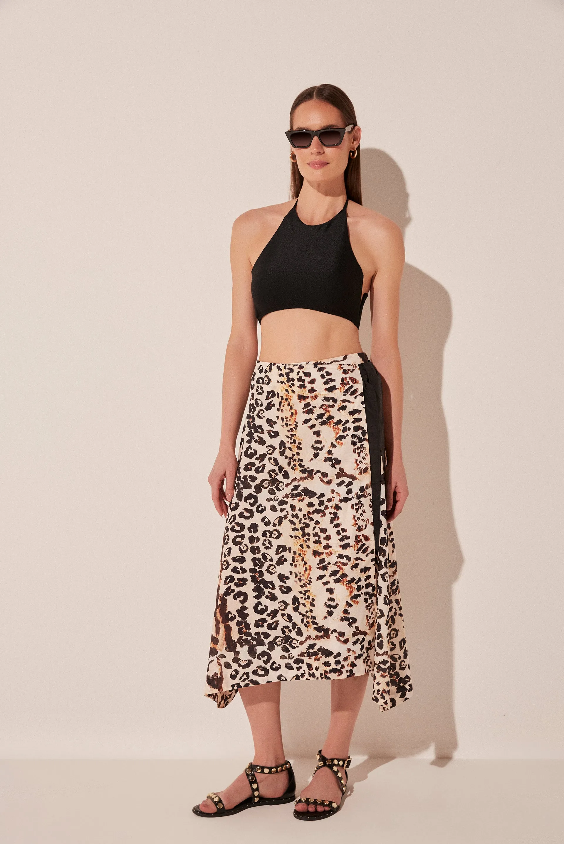 Jaguar Patchwork Pareo Midi Skirt E5045A1884