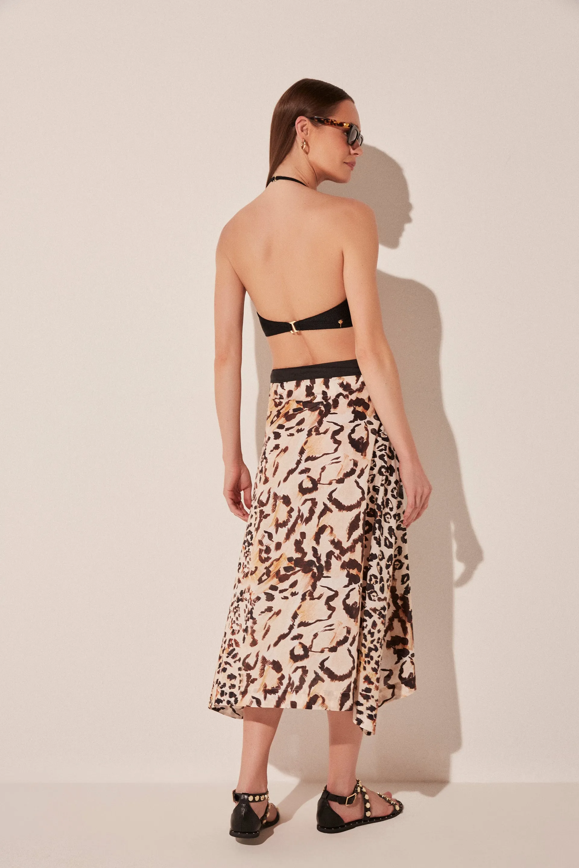 Jaguar Patchwork Pareo Midi Skirt E5045A1884