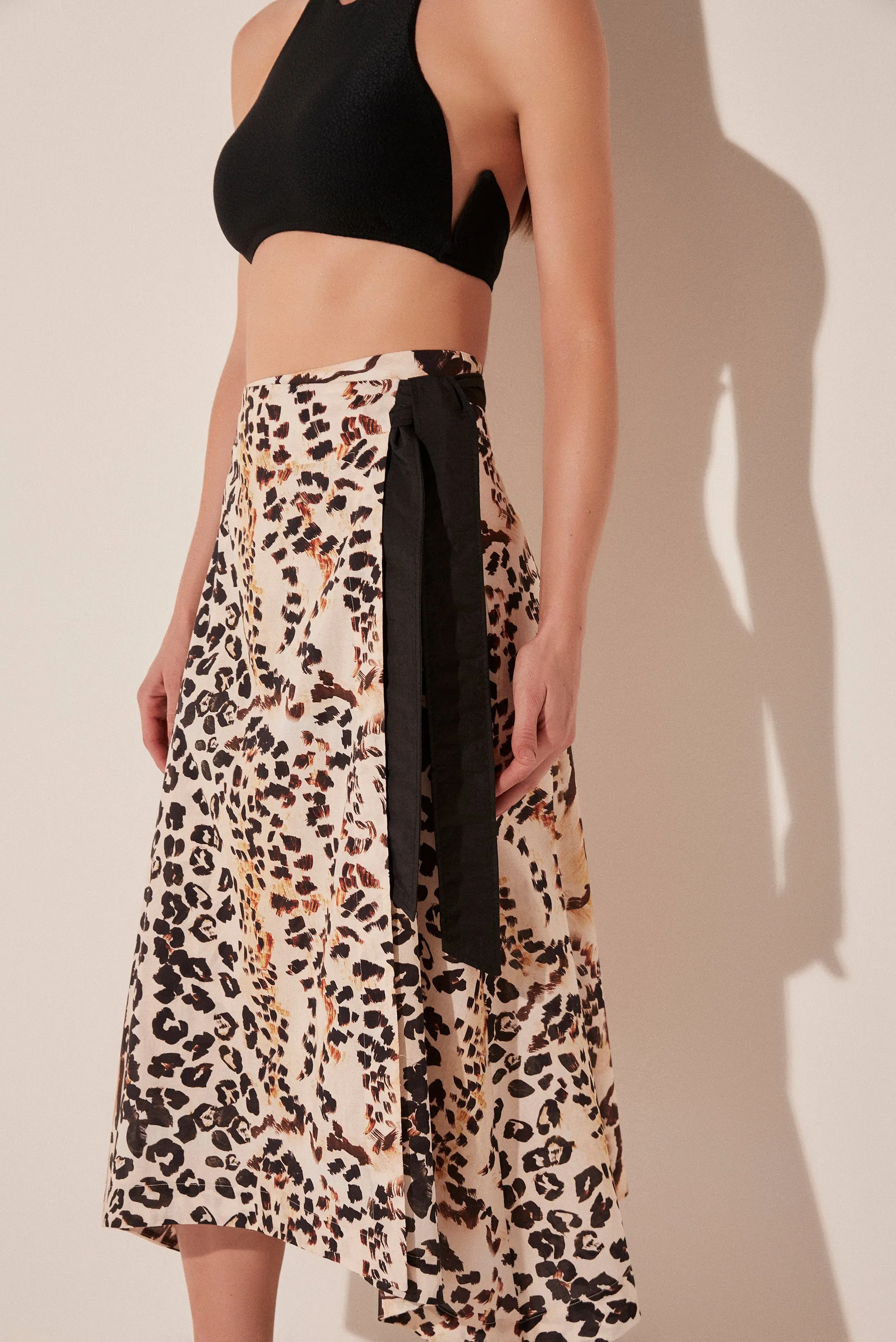 Jaguar Patchwork Pareo Midi Skirt E5045A1884