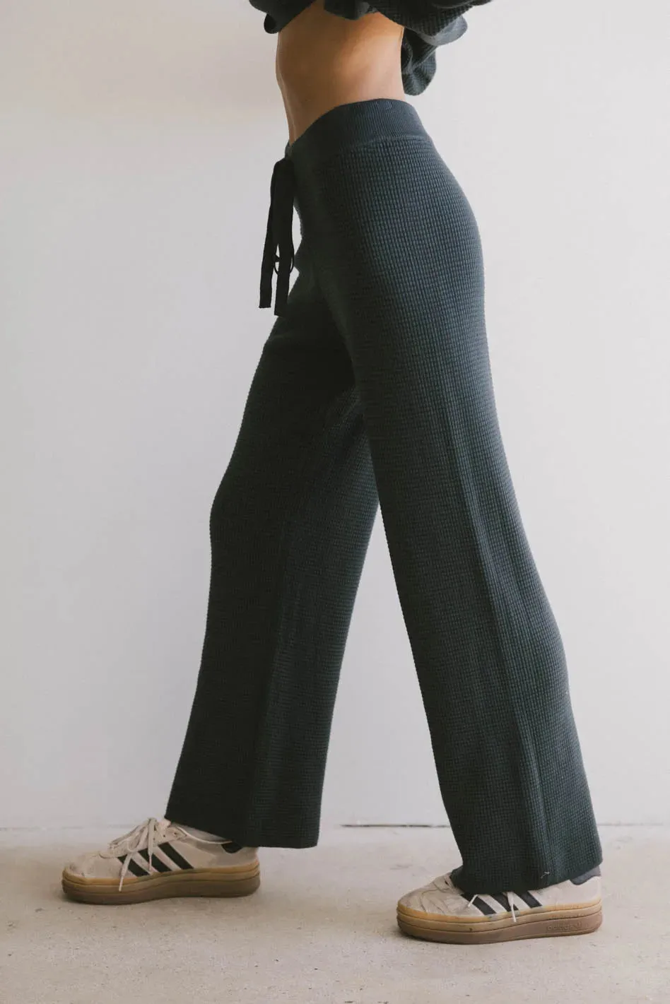 Jesse Waffle Knit Pants in Navy