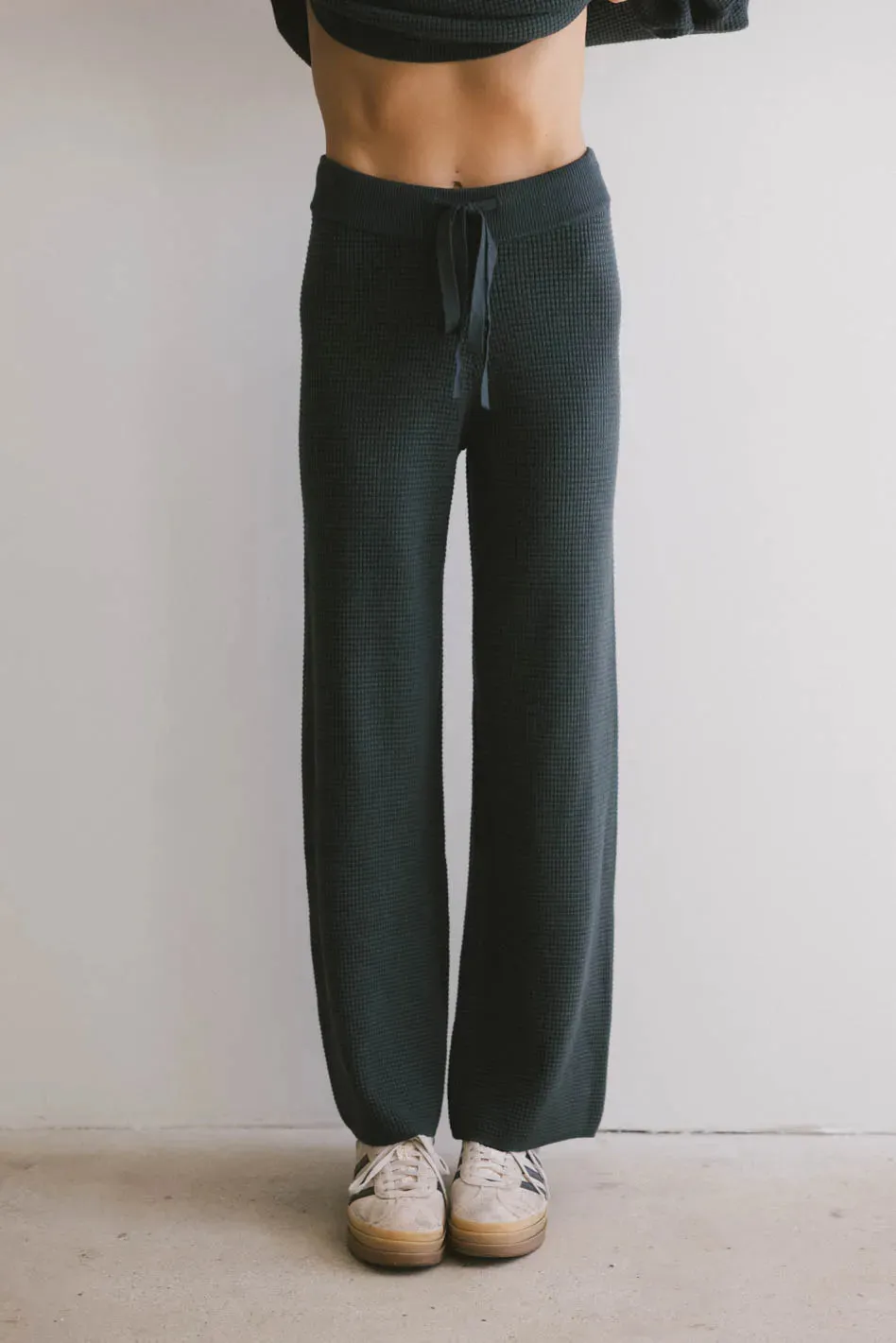 Jesse Waffle Knit Pants in Navy