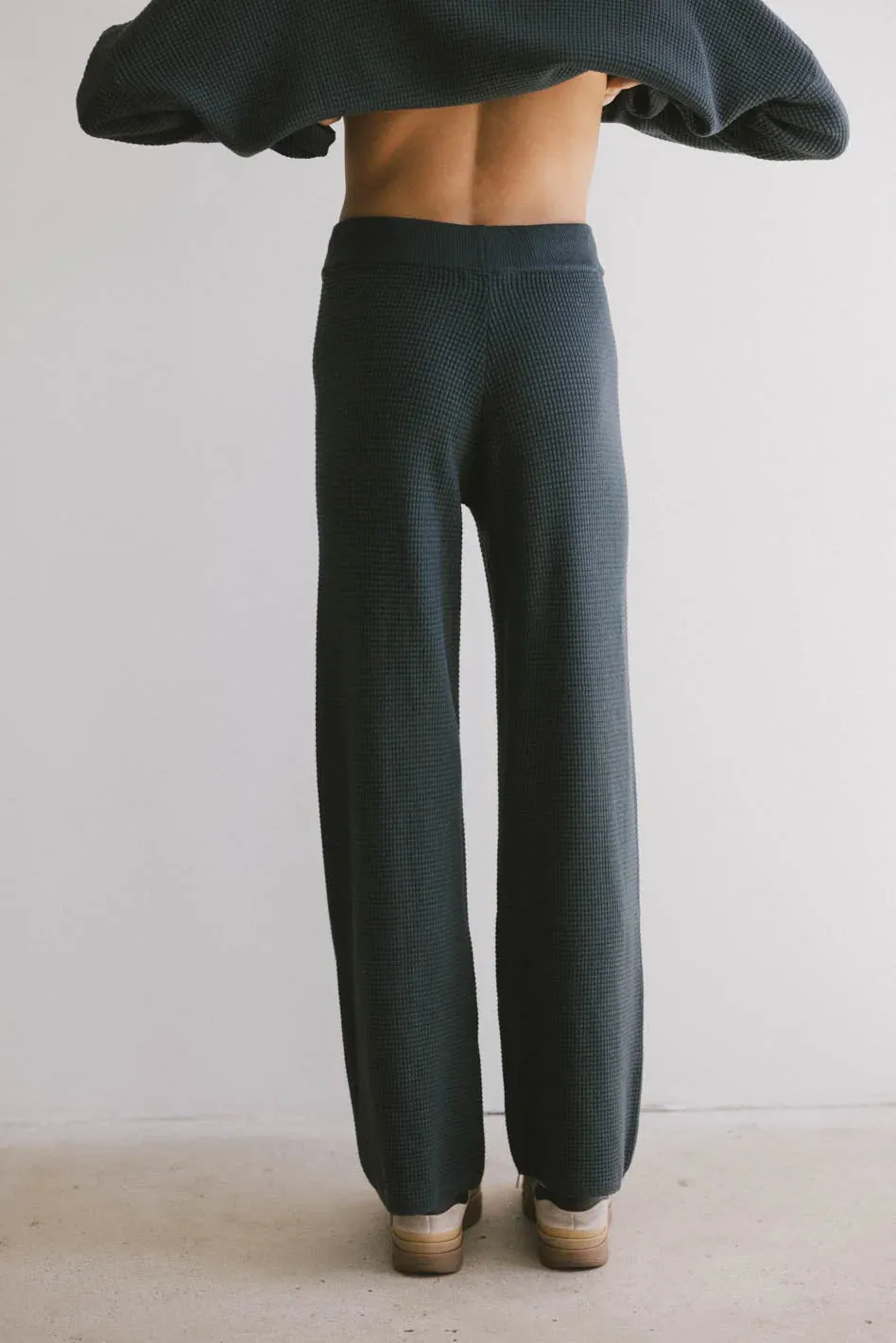 Jesse Waffle Knit Pants in Navy