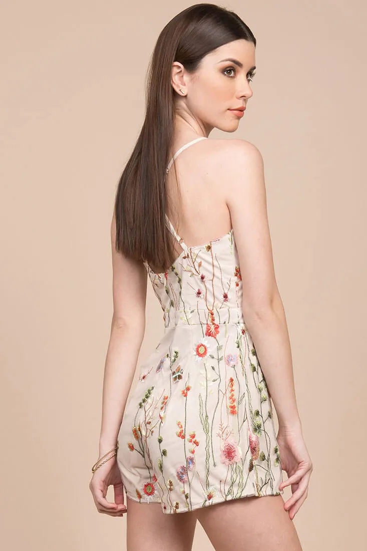 Jolie Floral Romper Beige