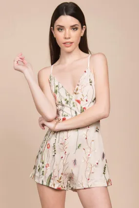 Jolie Floral Romper Beige