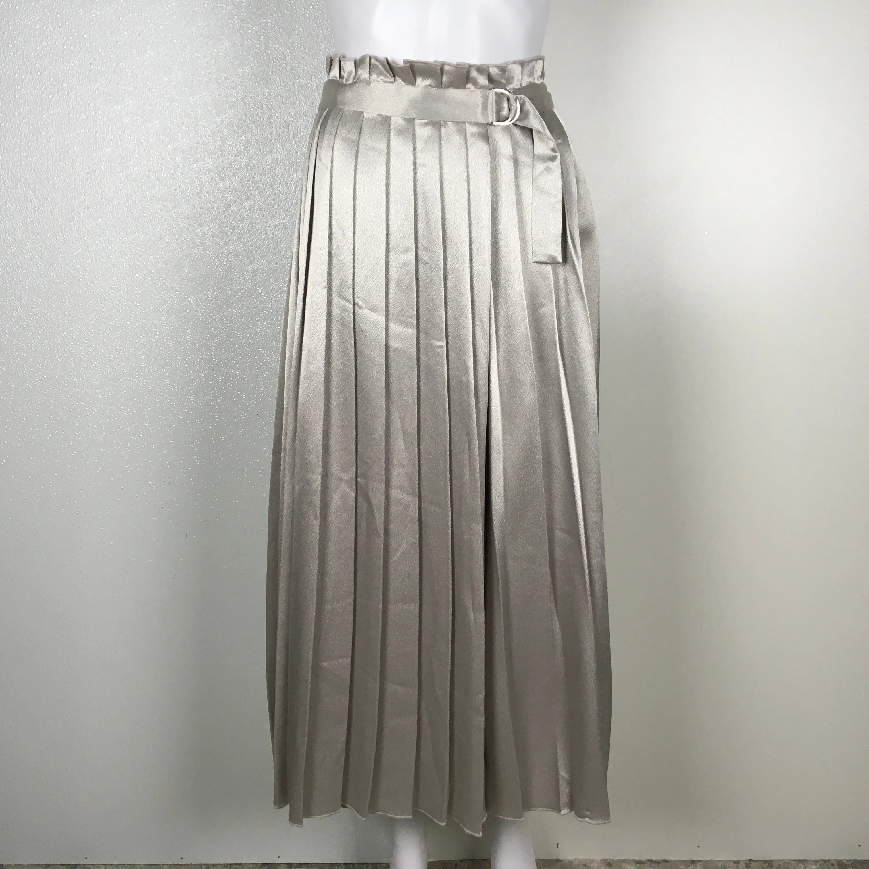 Karen Millen Metallic Silver Color Pleated Skirt Limited Edition