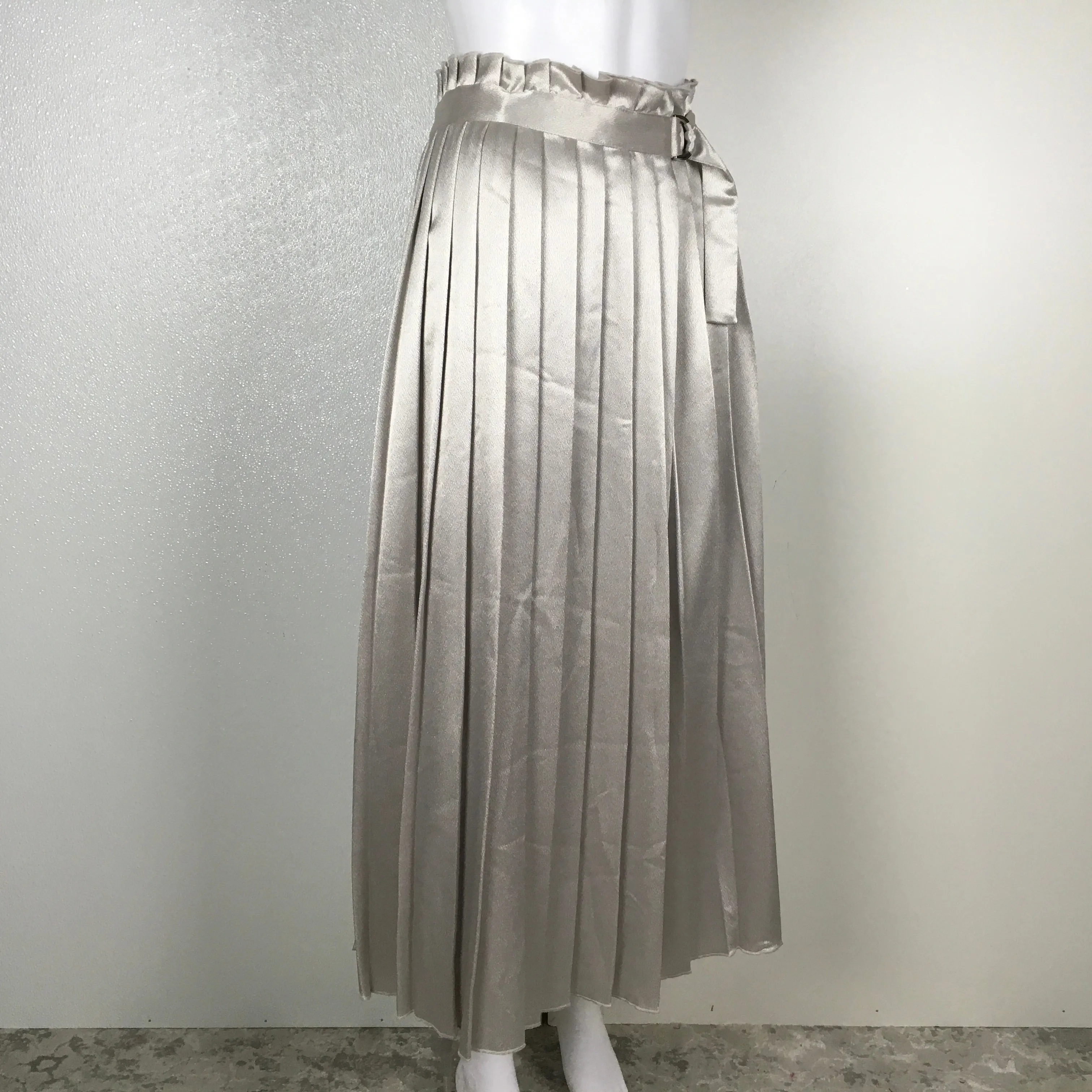 Karen Millen Metallic Silver Color Pleated Skirt Limited Edition