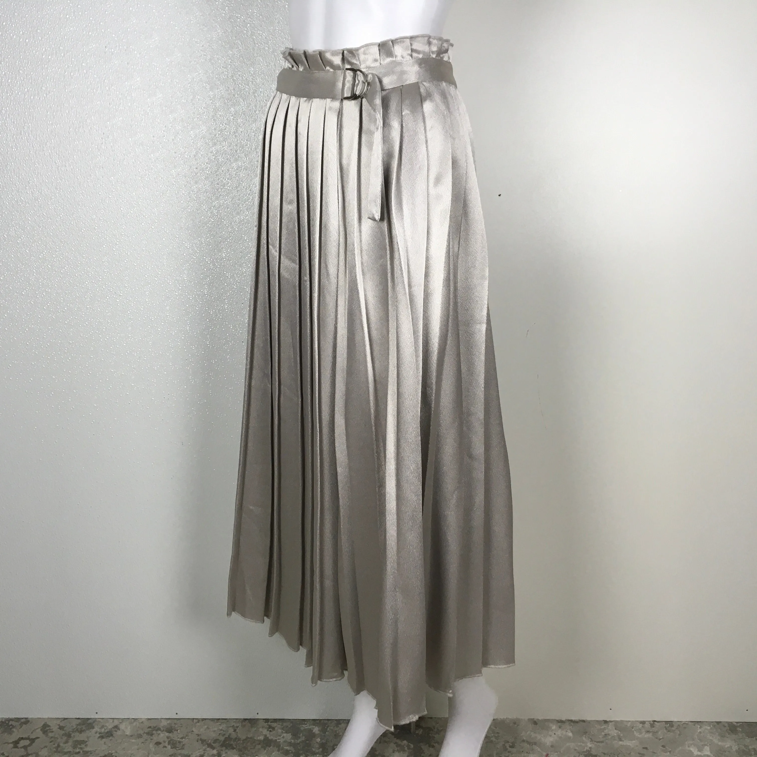 Karen Millen Metallic Silver Color Pleated Skirt Limited Edition