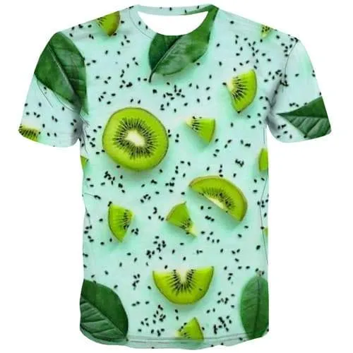 Kiwi T shirts Men Leaf T shirts Funny Green Shirt Print Harajuku T-shirts 3d Novel Tshirt Printed Short Sleeve summer Mens New