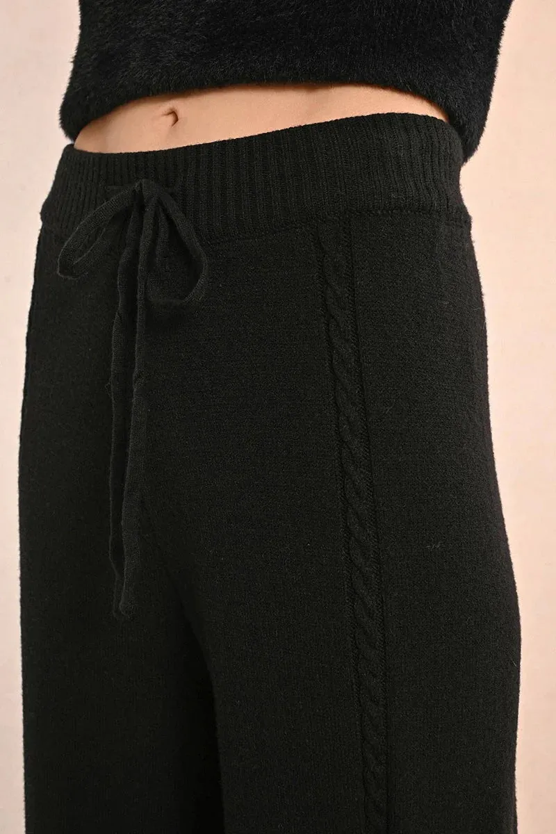 Knitted Loungewear Joggers - Black