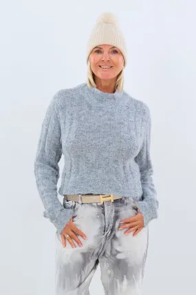 Kurzer Pulli mit Turtleneck, grau