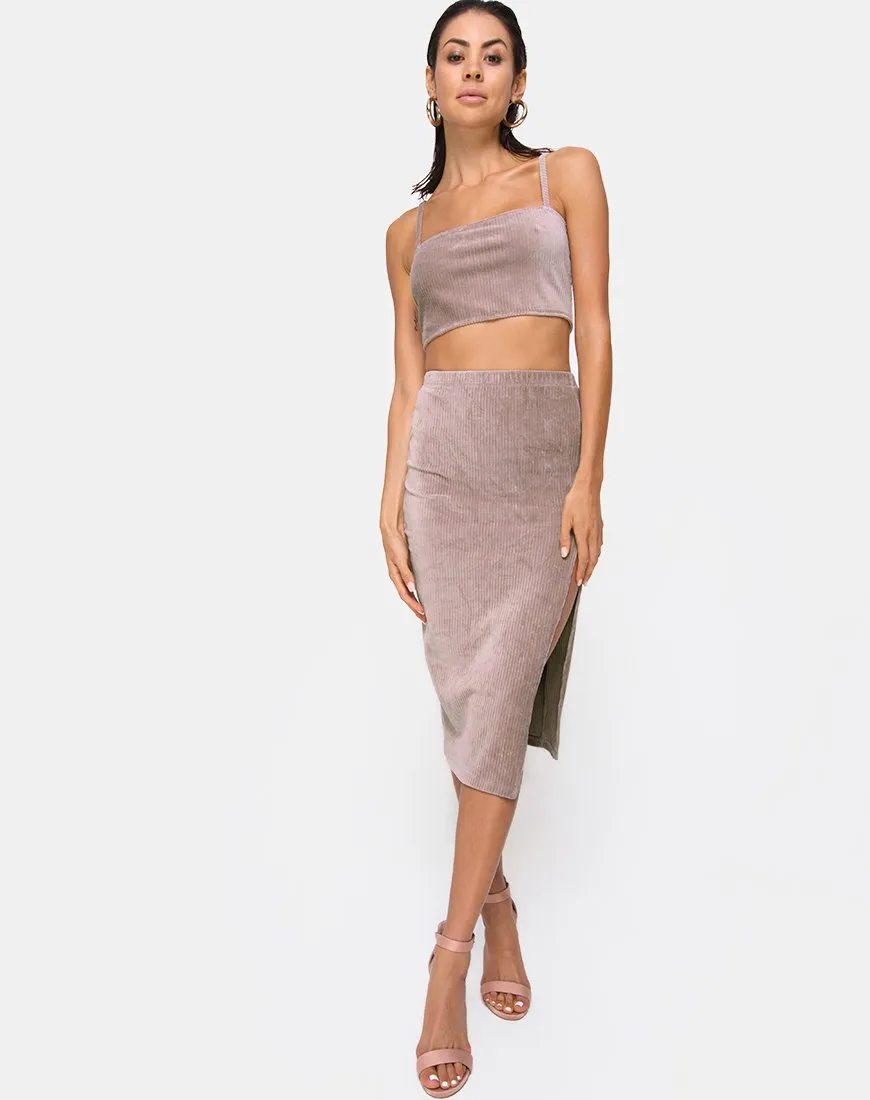 Kylie Crop Top in Rib Taupe