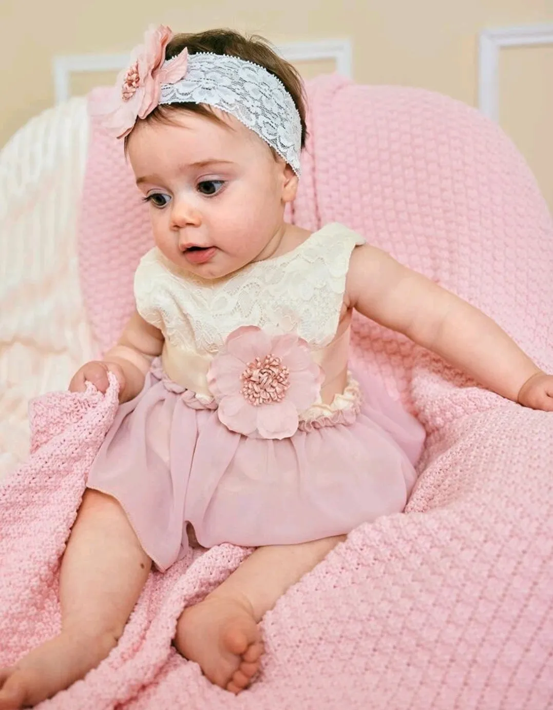 Lace Romper with Romantic Tutu and Floral Belt #1000864