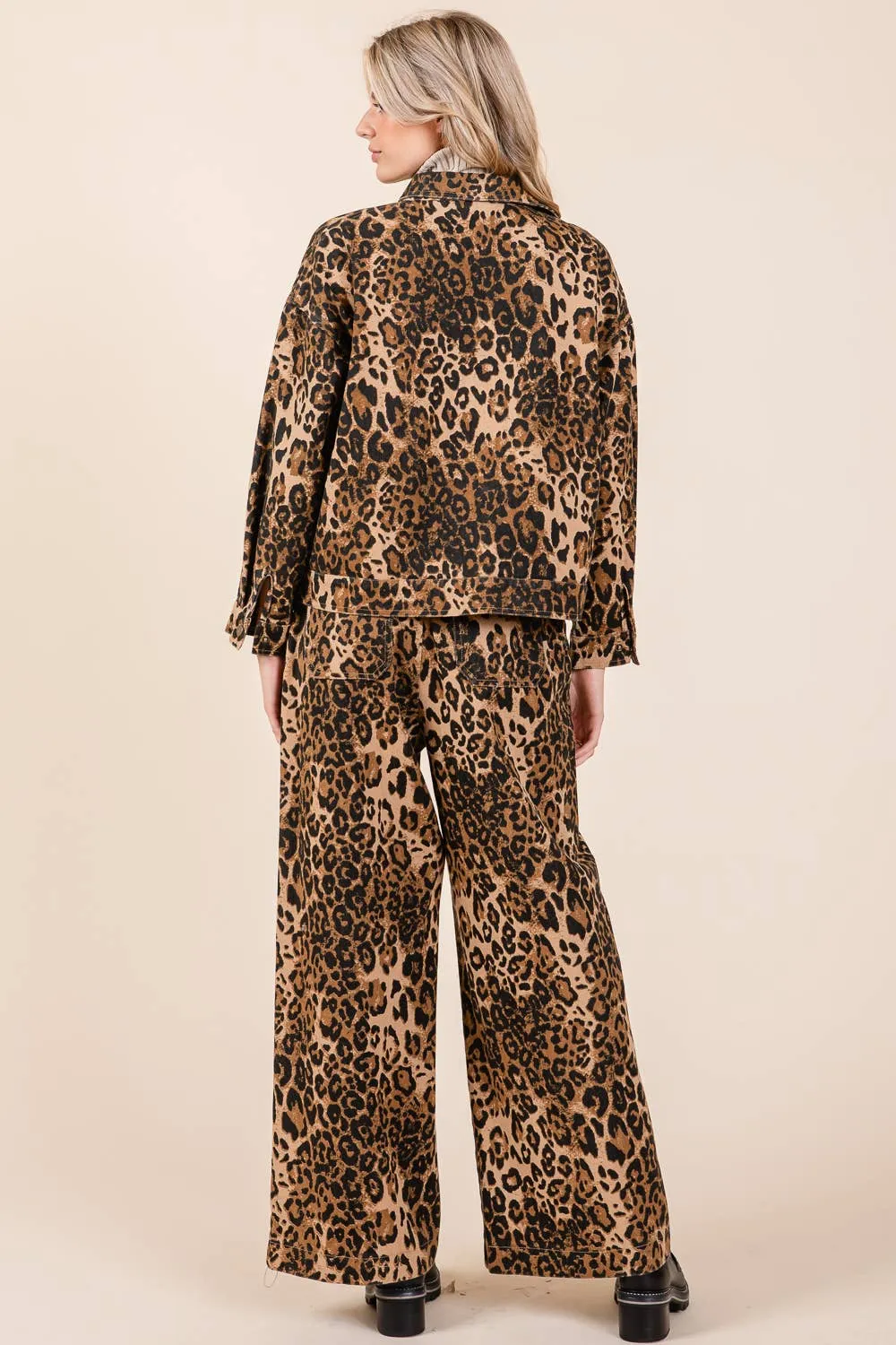 Leopard Print Wide Leg Pants