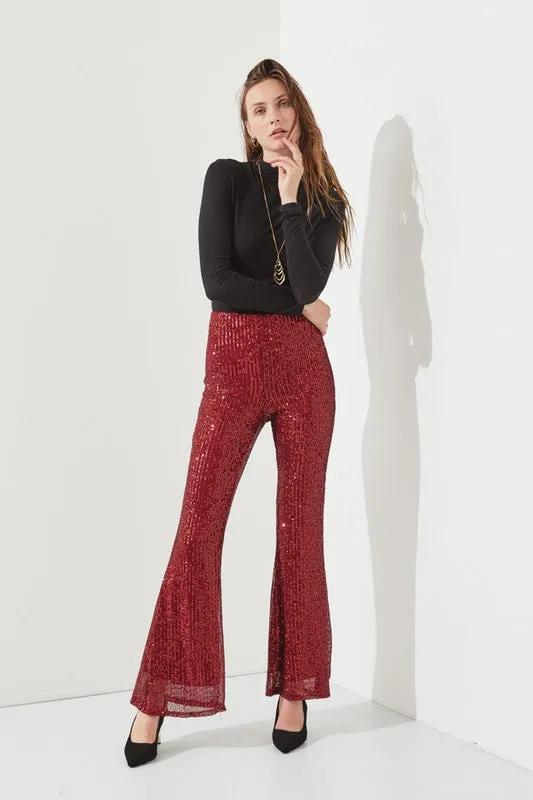 Let It Shine Flare Leg Sequin Pants