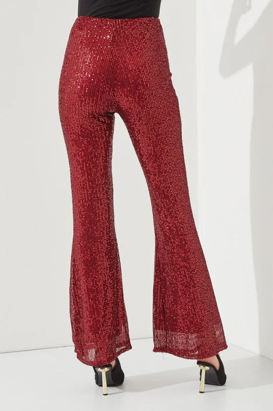 Let It Shine Flare Leg Sequin Pants