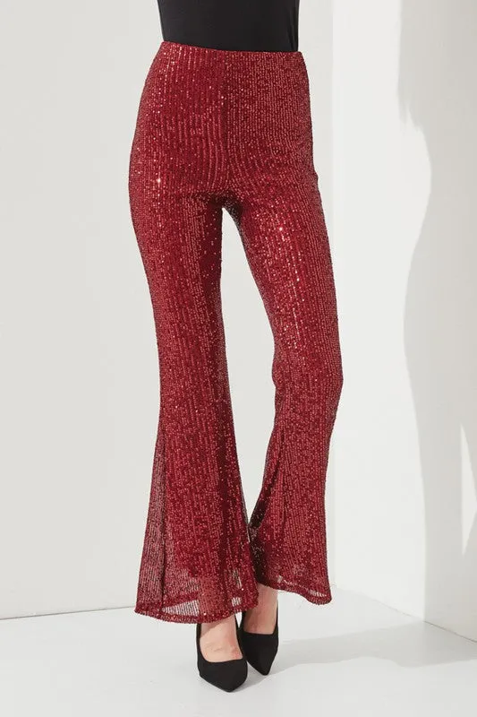 Let It Shine Flare Leg Sequin Pants