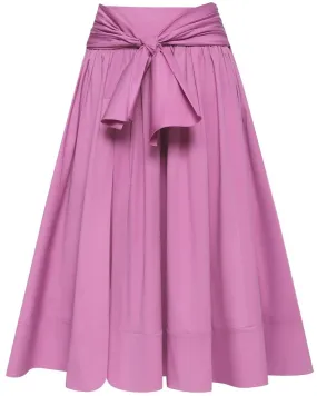 Lilac Tie Waist A Line Midi Skirt