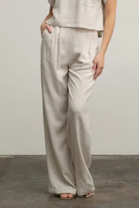 Linen Blend High Waist Wide Leg Pants