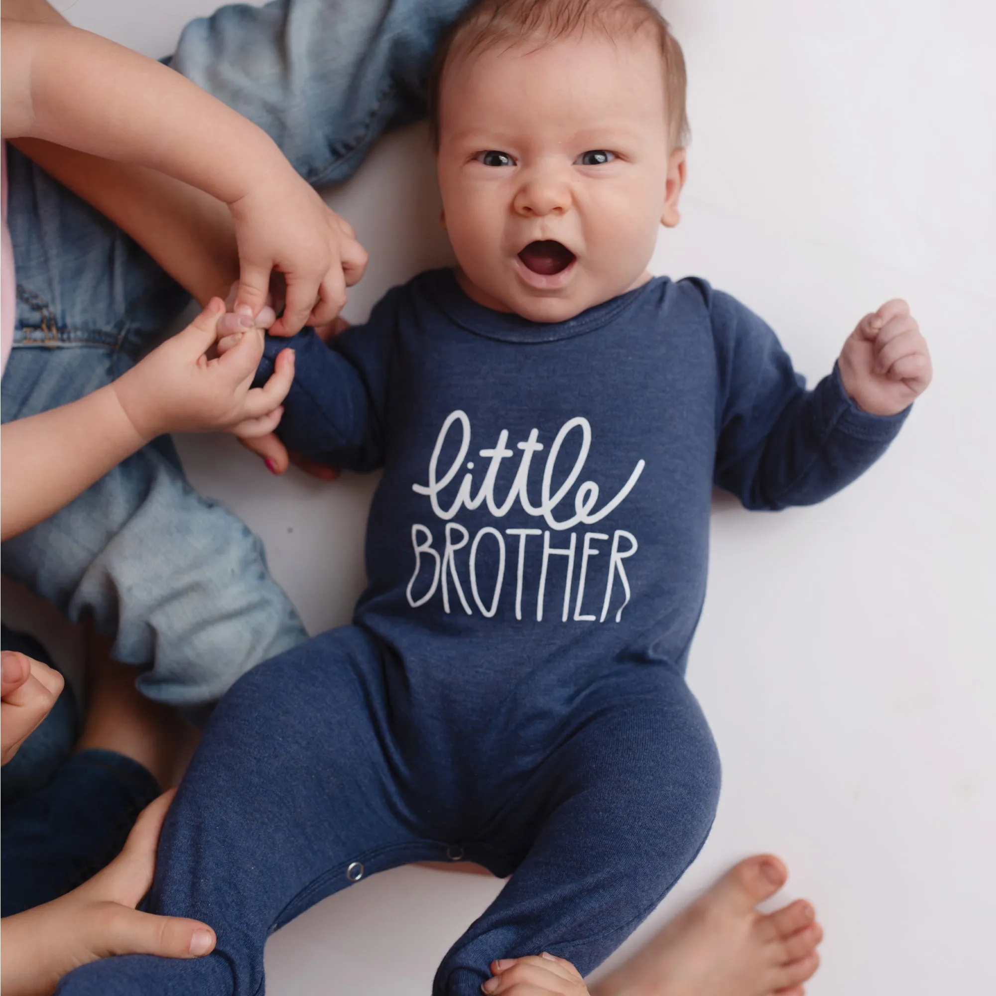 Little Brother Romper & Hat Set | Ht Denim Blue