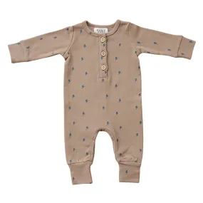 Long Sleeve Button Romper - Lightning Bolt