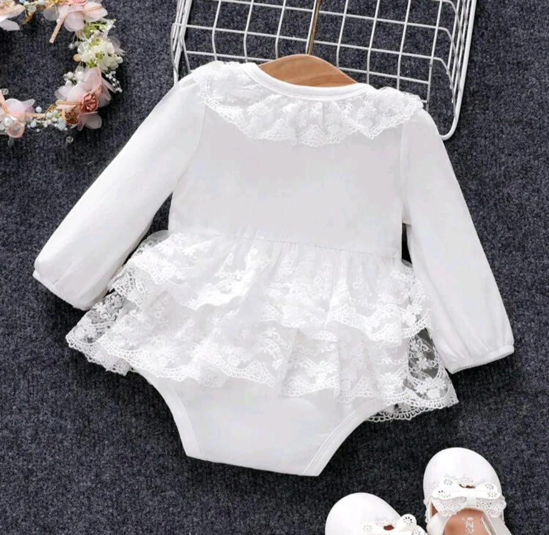 Long Sleeve Lace Romper Dress #1000181