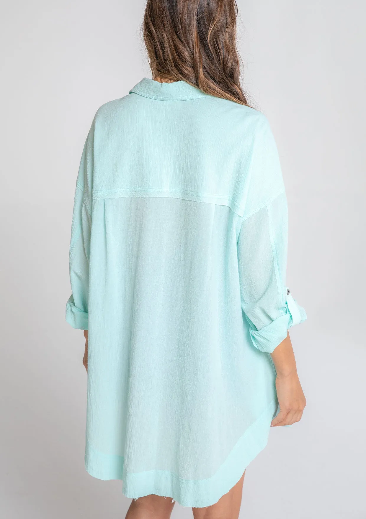 Long Sleeve Oversized Button Down Tunic