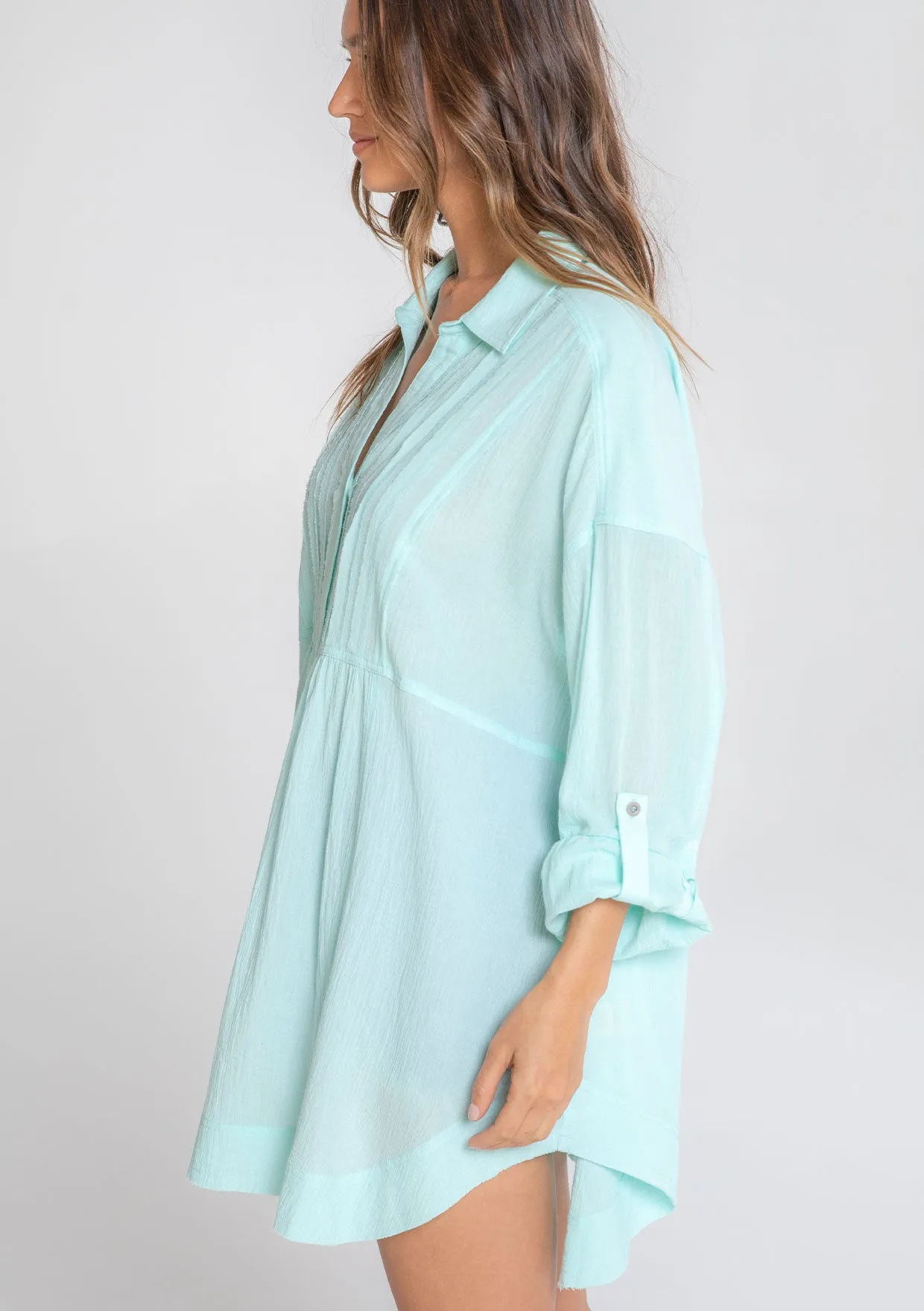 Long Sleeve Oversized Button Down Tunic