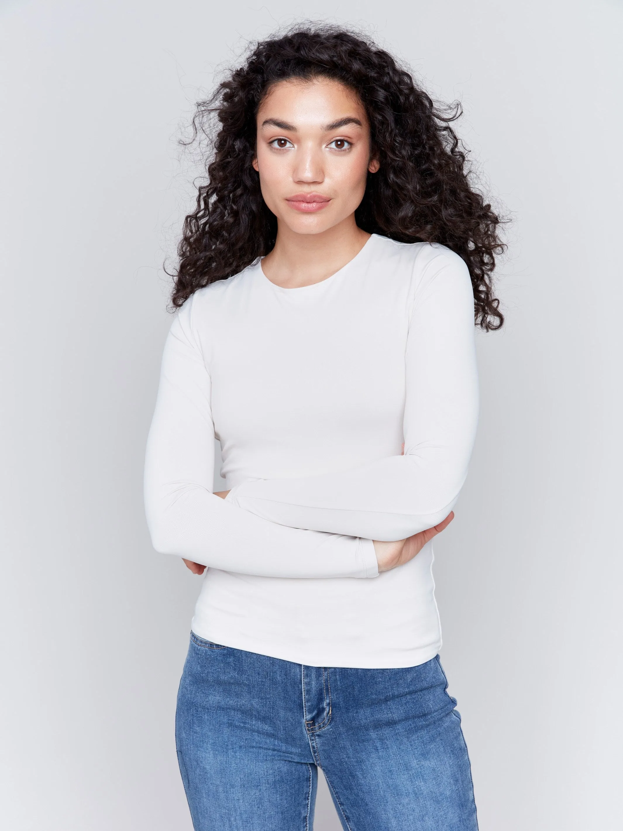 Long Sleeve Super Stretch Top - Natural