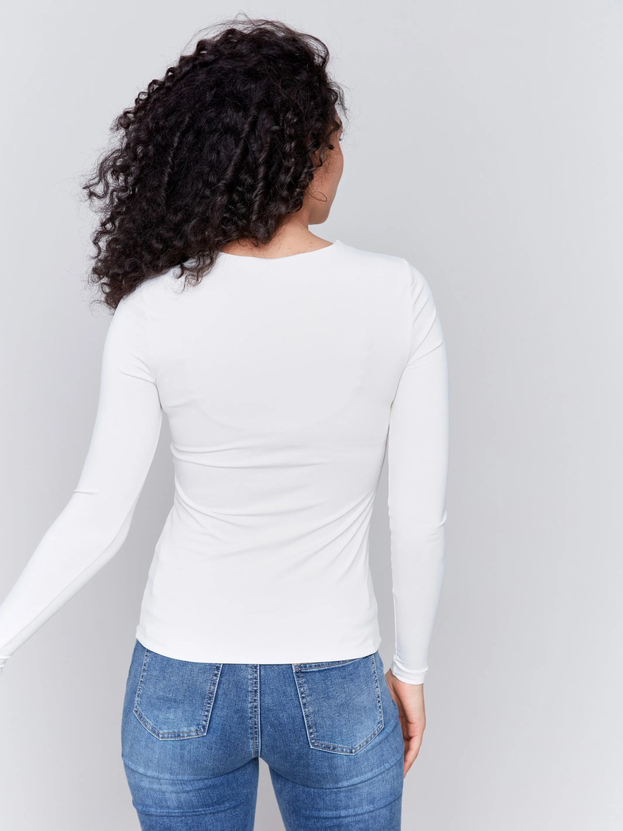 Long Sleeve Super Stretch Top - Natural