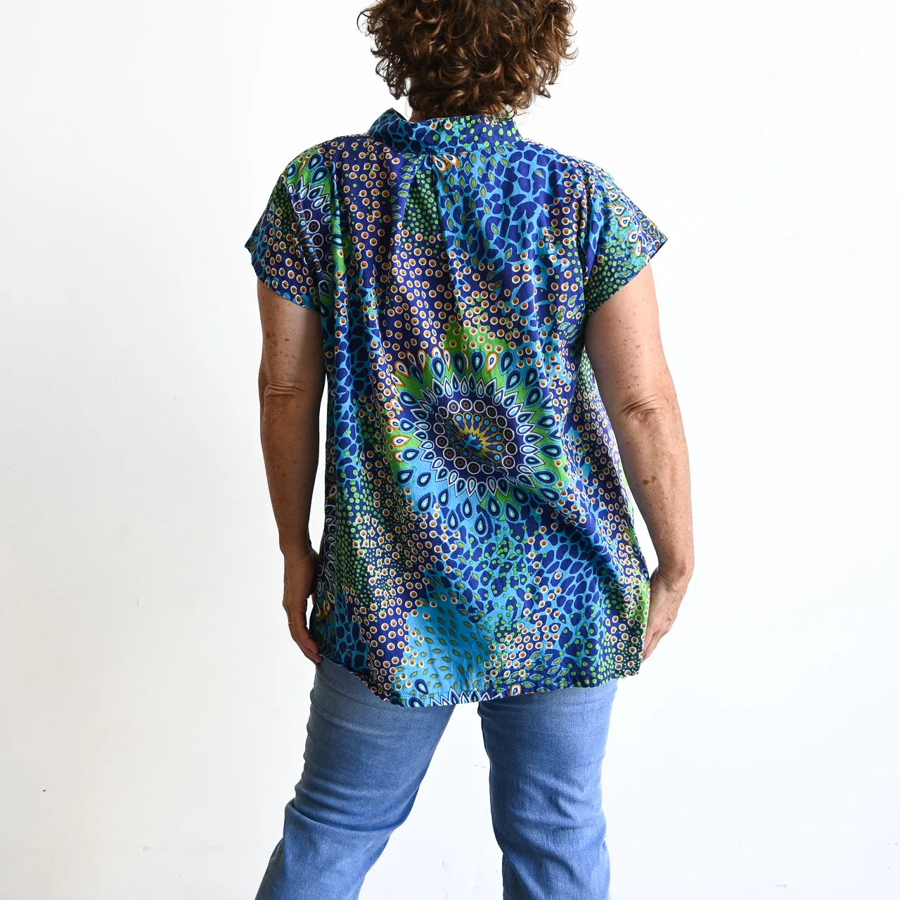 Loose Fit Cotton Tunic Top by KOBOMO - Mandala