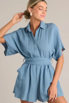 Loving Everyday Short Sleeve Ash Blue Romper