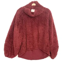 Lululemon Burgundy Sherpa Mock Neck Kangaroo Pocket Pullover- Size ~M/L (see notes)