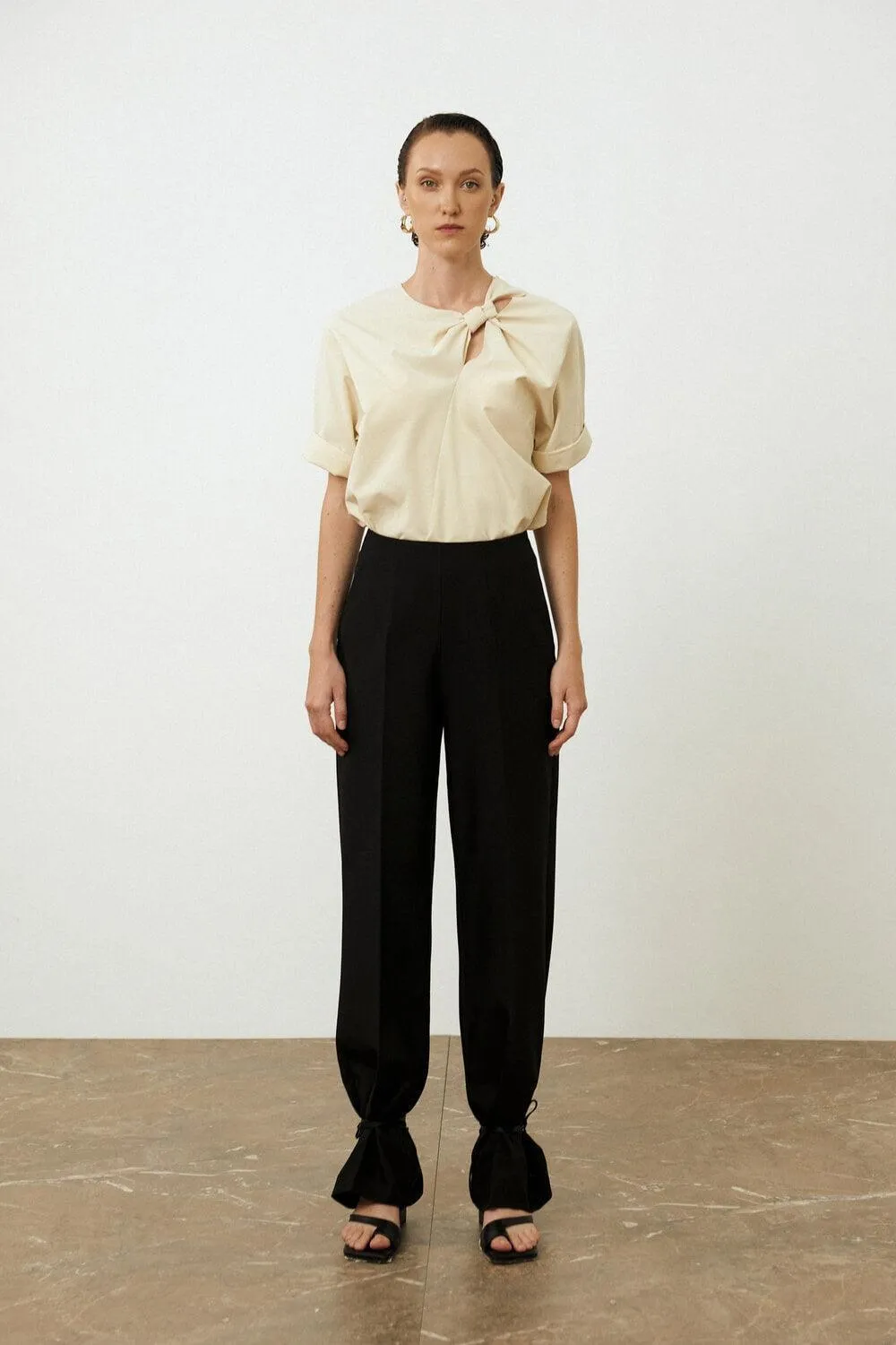 Luna Straight High Waist Twill Ankle Length Pants