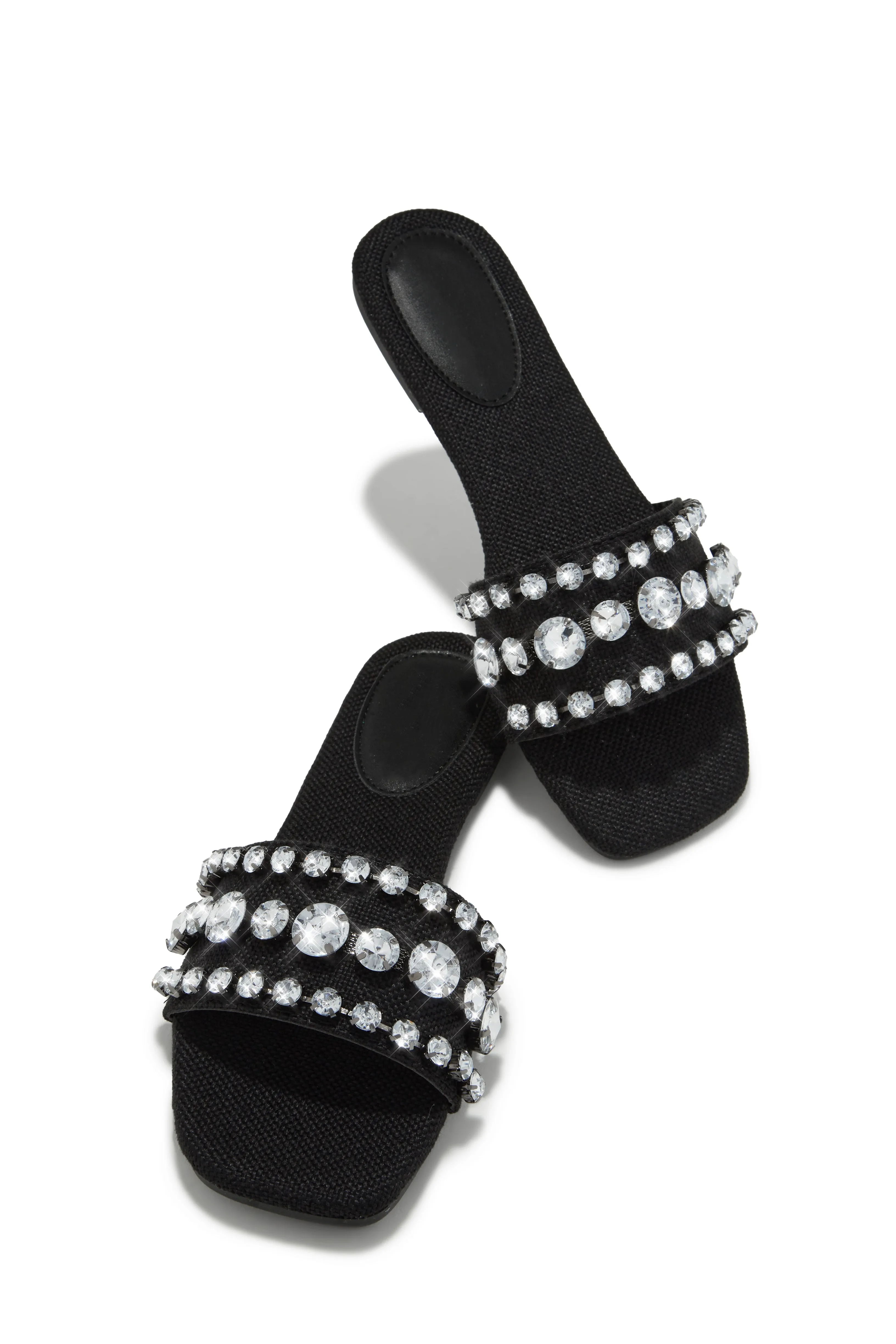 Luxe Paradise Embellished Slip On Sandals - Black