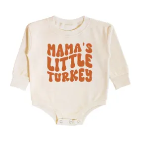 Mama's Little Turkey Thanksgiving LS Romper- Natural